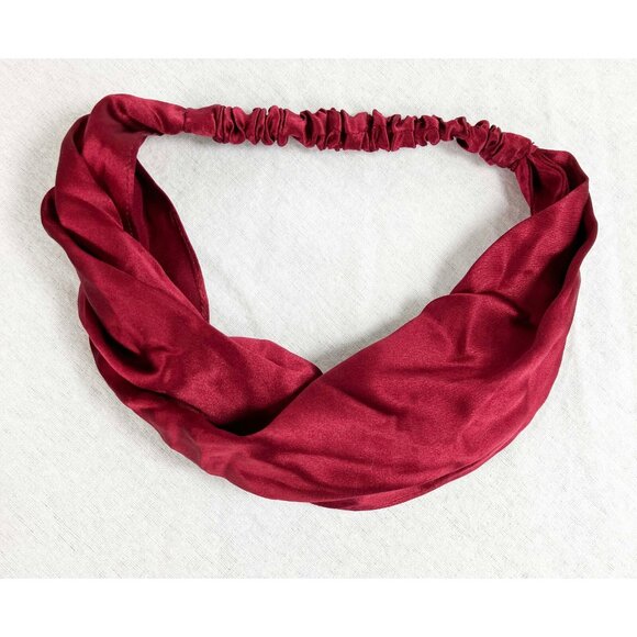 Eugenia Kim Silk Headband Deep Red Berry Elastic Back - Picture 1 of 2